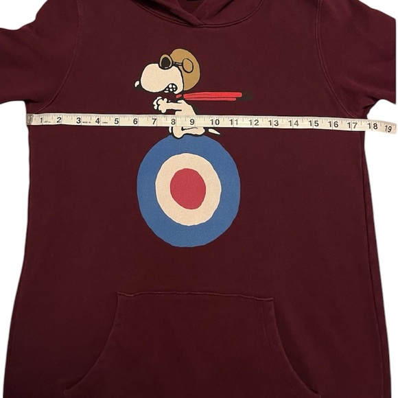 UNIQLO Vintage Peanuts Snoopy Maroon Long Sleeved Hoodie Sweatshirt Dress - Picture 8 of 8